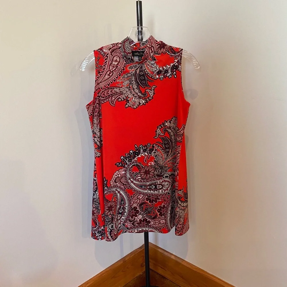Melissa Paige Sleeveless Tunic Paisley Red XS - Picture 1 of 8